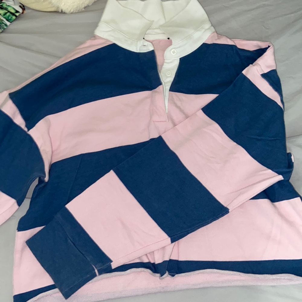 Cropped long sleeve collar shirt